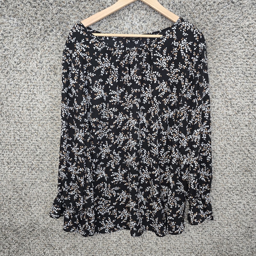 Talbots Top Womens Plus 3X Black Scoop Neck Bell Sleeve Blouse Ladies Casual